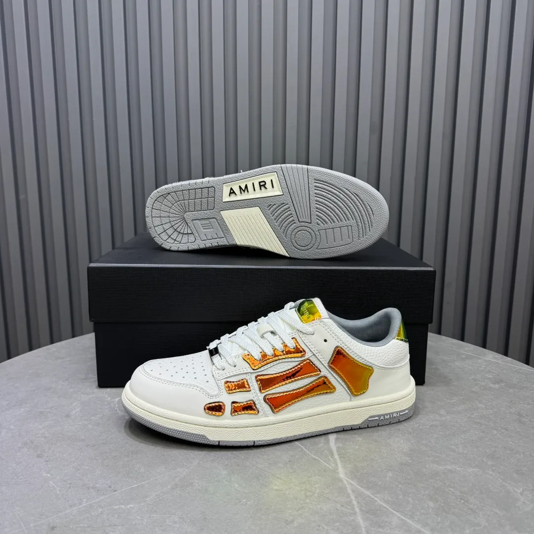 Men's men's shoes 💰600 AMIRI high street sneakers with bone sports shoes, toe layer cowhide upper, upper side bones, hand-stitched, good three-dimensional effect, customized metal LOGO, size 38-45 46